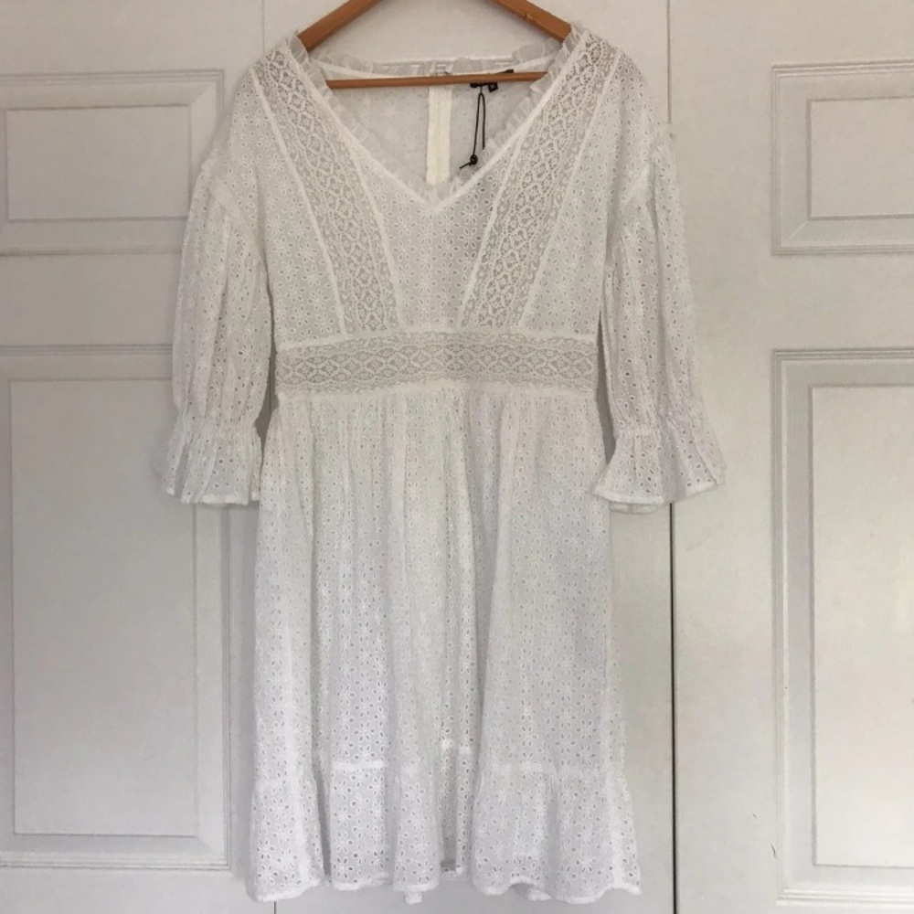 Love Sam White Eyelet Cottagecore Dress - Picture 3 of 7